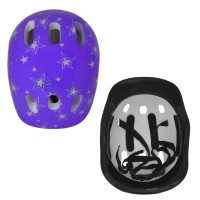 Kit Capacete Cotoveleira Joelheira Infantil Bike Skate Roxo