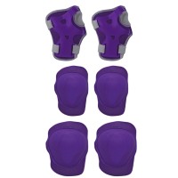 Kit Capacete Cotoveleira Joelheira Infantil Bike Skate Roxo