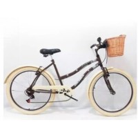 Cesta Cestinha Bicicleta Vime C/ Suporte Retrô Vintage Palha