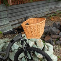 Cesta Cestinha Bicicleta Vime C/ Suporte Retrô Vintage Palha
