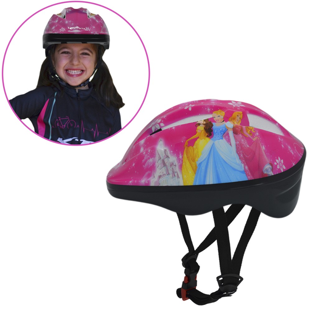 Capacete Ciclismo Infantil Rosa Princesas Disney Crianca bebe
