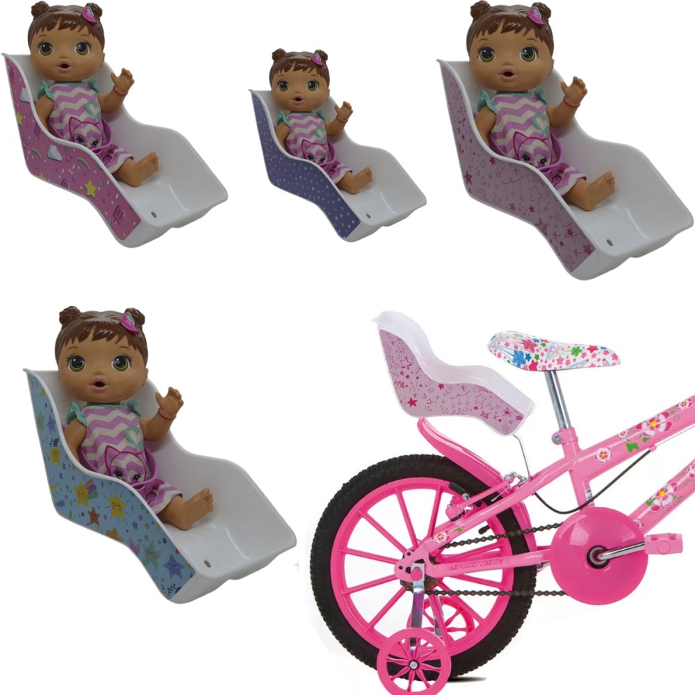 Cadeirinha Boneca Alive Bicicleta Infantil Traseira Baby Cor