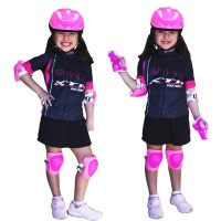 Kit Capacete Cotoveleira Joelheira Infantil Bike Skate Rosa