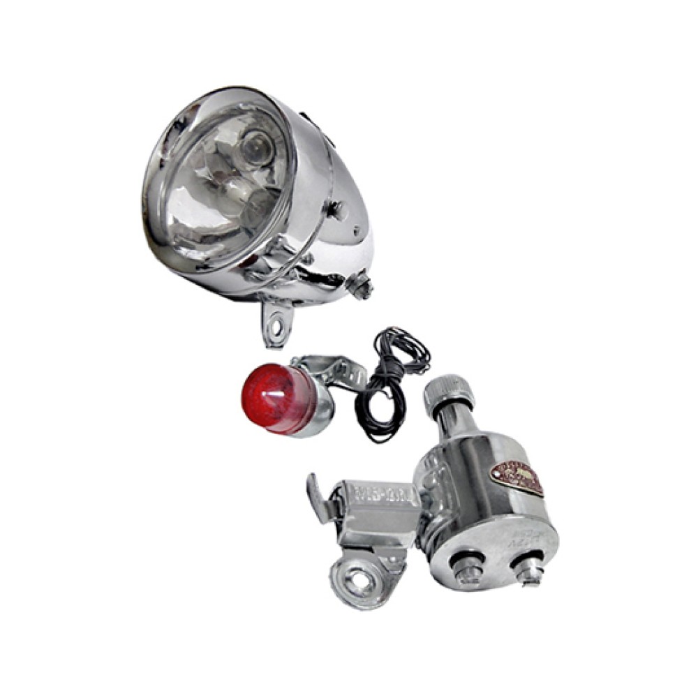 Farol Dínamo Lanterna Bike Retrô Redondo 12v x 6w Cromado Farol Dínamo Lanterna Bike Retrô Redondo 12v x 6w Cromado