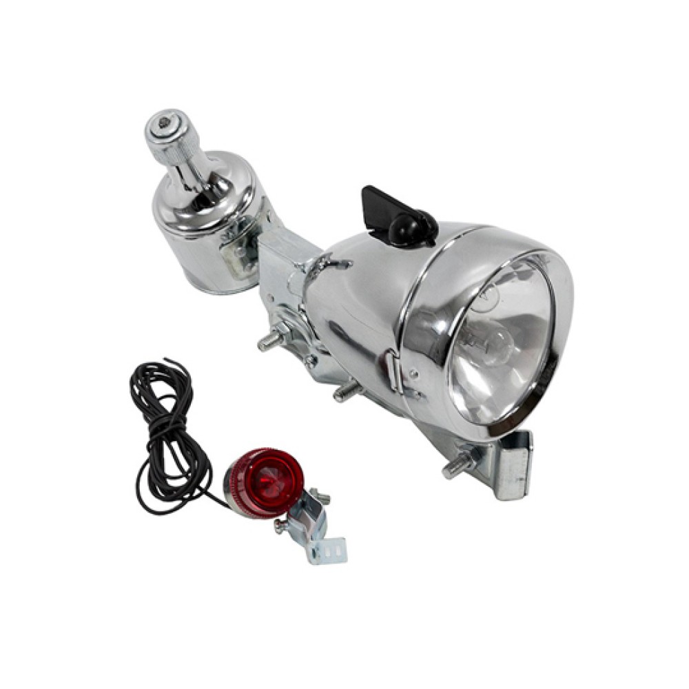 Farol Dínamo Lanterna Bike Retrô Redondo 12v x 6w Cromado Farol Dínamo Lanterna Bike Retrô Redondo 12v x 6w Cromado