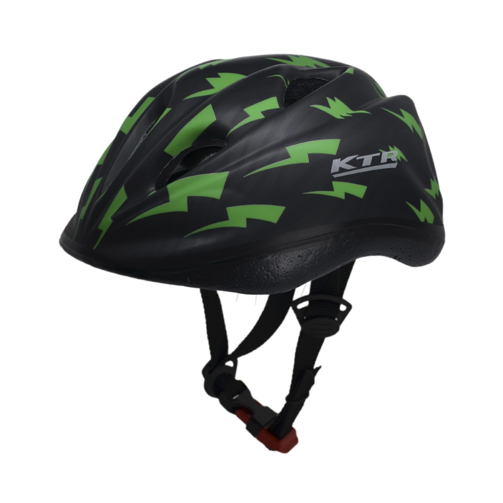 Capacete Ciclismo Bike Infantil Kids Raio Preto Com Verde