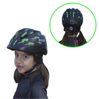Capacete Ciclismo Bike Infantil Kids Raio Preto Com Verde