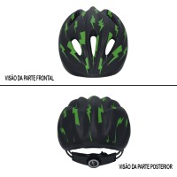 Capacete Ciclismo Bike Infantil Kids Raio Preto Com Verde