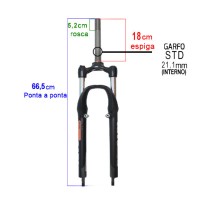 Garfo 26 Suspensão Alumínio Rosca Std 80mm Is RST Capa Preto