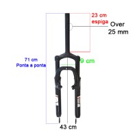 Garfo 26 Mtb Suspensão Evk-3 Aço Over 25mm Disco Ahead Preto
