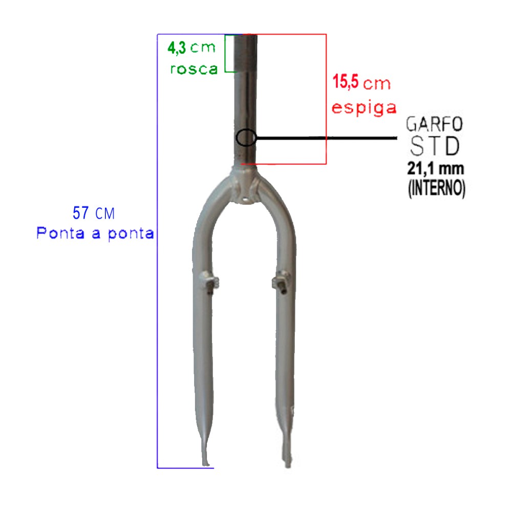 Garfo 26 Mtb Pino V-brake Std Prata Garfo 26 Mtb Pino V-brake Std Prata