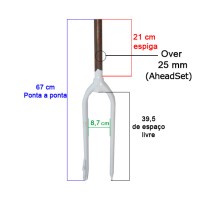 Garfo 29 MTB Disco Rigido Monaco Ahead Set Aluminio Branco